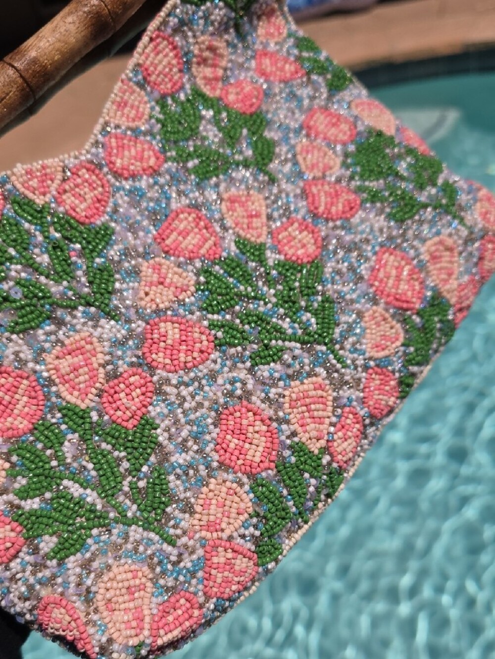Viral Beaded Floral Peach Bag - Picture 3 of 6
